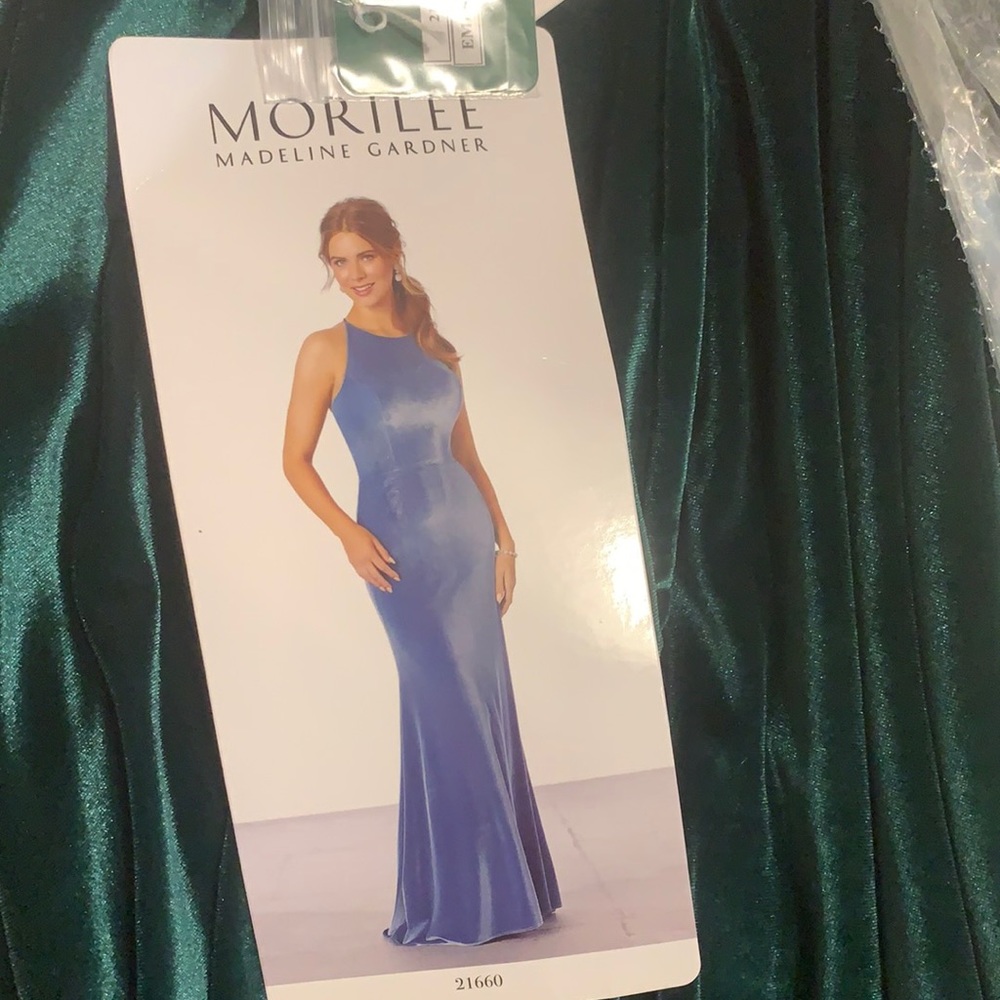 Emerald green velvet gown. Size 10 and unaltered.